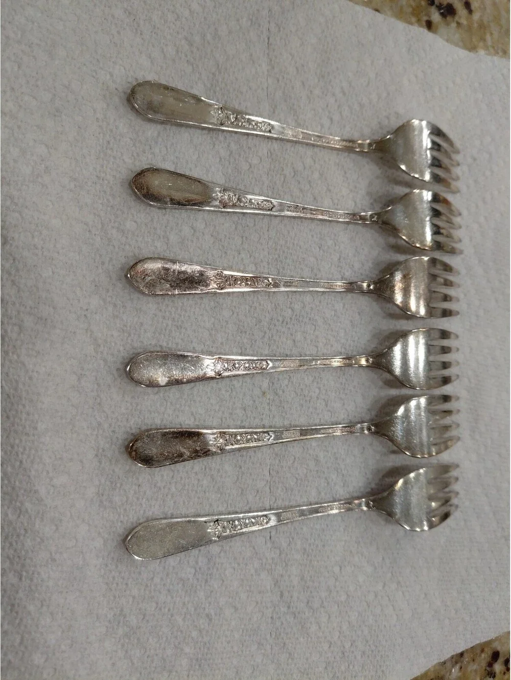 6 WM Rogers Silver Plate 1941 Priscilla Lady Ann Salad Forks 6